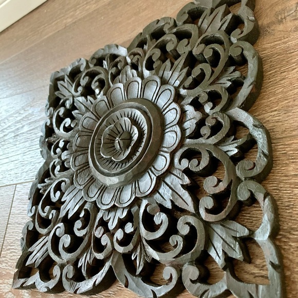 Handcrafted Filigree Wooden Teak Plaque 9/9” - Picture 6 of 10